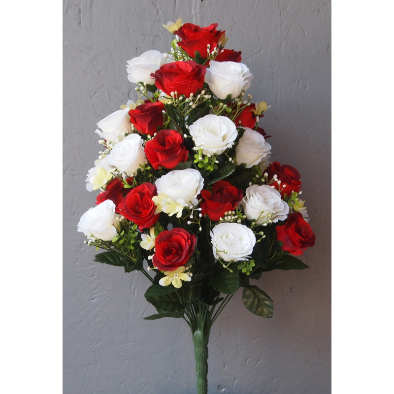 Bouquet conique bicolore de 36 roses boutons Bouquet conique bicolore de 36 roses boutons