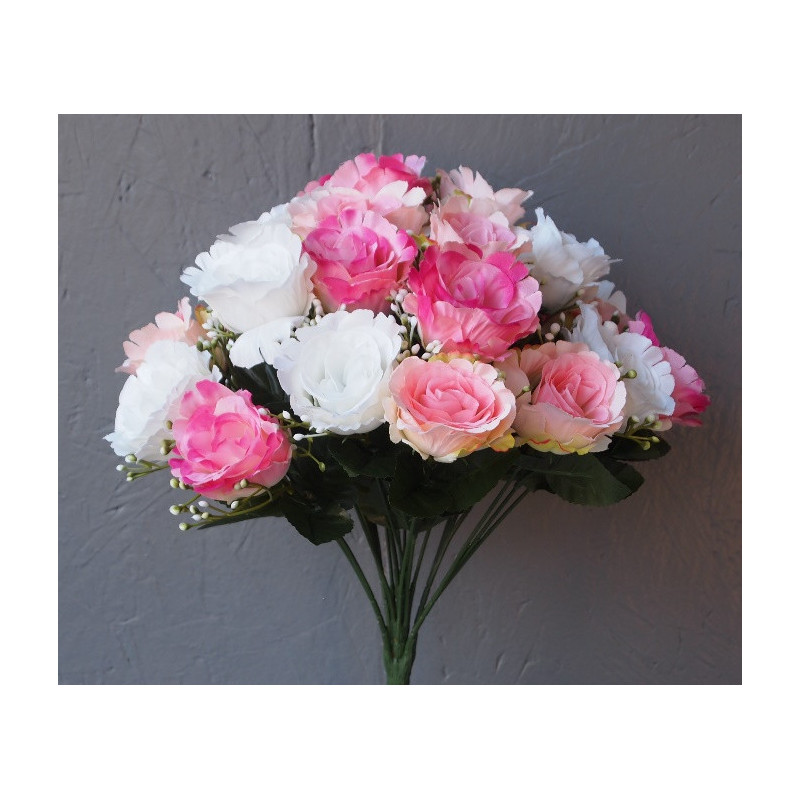 Bouquet rond bicolore de 24 roses boutons Bouquet rond bicolore de 24 roses boutons