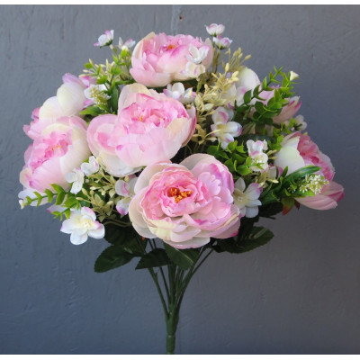 Bouquet pivoines et fleurettes