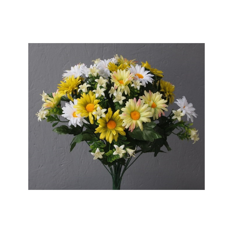 Bouquet tricolore de 24 tiges marguerites Bouquet tricolore de 24 tiges marguerites