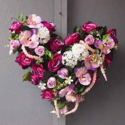 Cœur 26/1 roses et orchidées