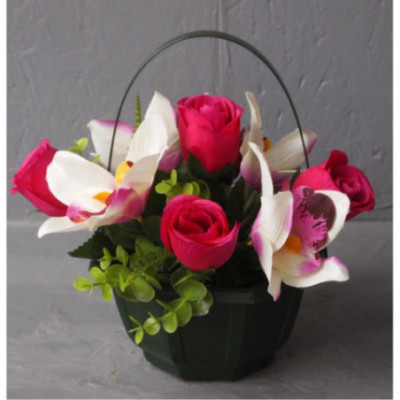 Coupe roses-orchidées