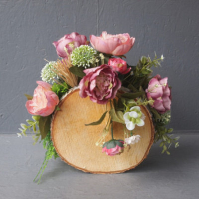 Rondin bois et fleurs