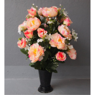 Cône haut rond pivoines-roses