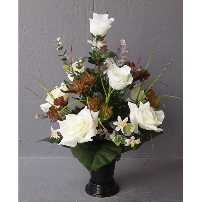 Cône conique roses-sedum