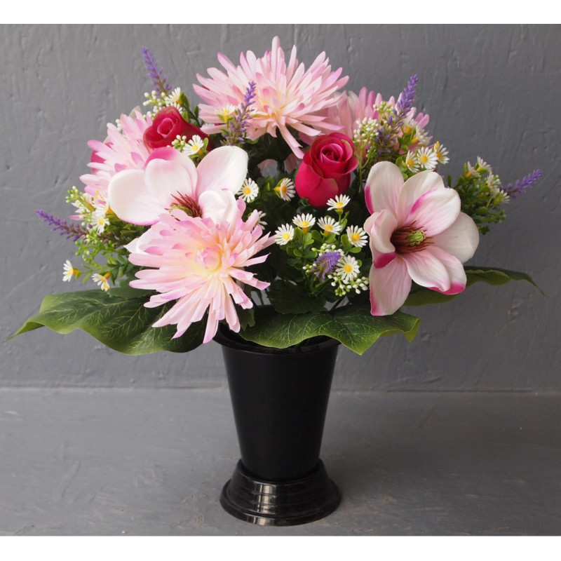 Cône rond magnolias-chrysanthèmes