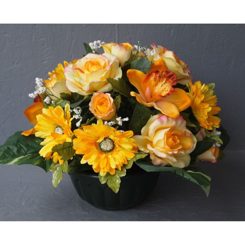 Compo classique gerberas-orchid