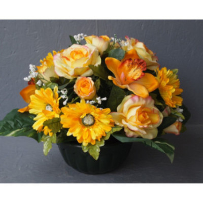 Compo classique gerberas-orchid