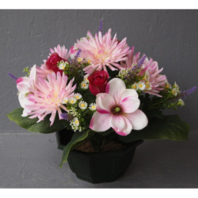 Compo classique chrysanthèmes-magnolias