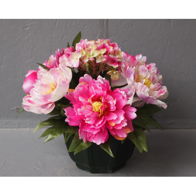 Compo classique pivoines-hortensias