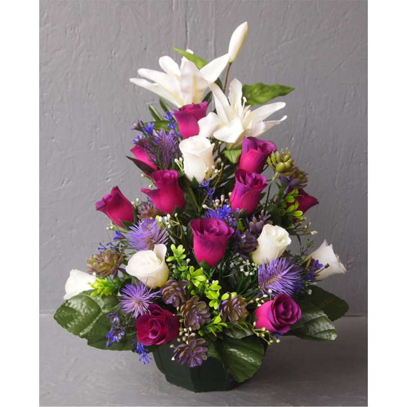 Compo une face roses-lis