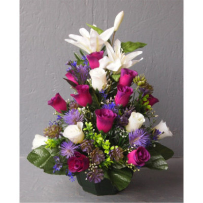 Compo une face roses-lis