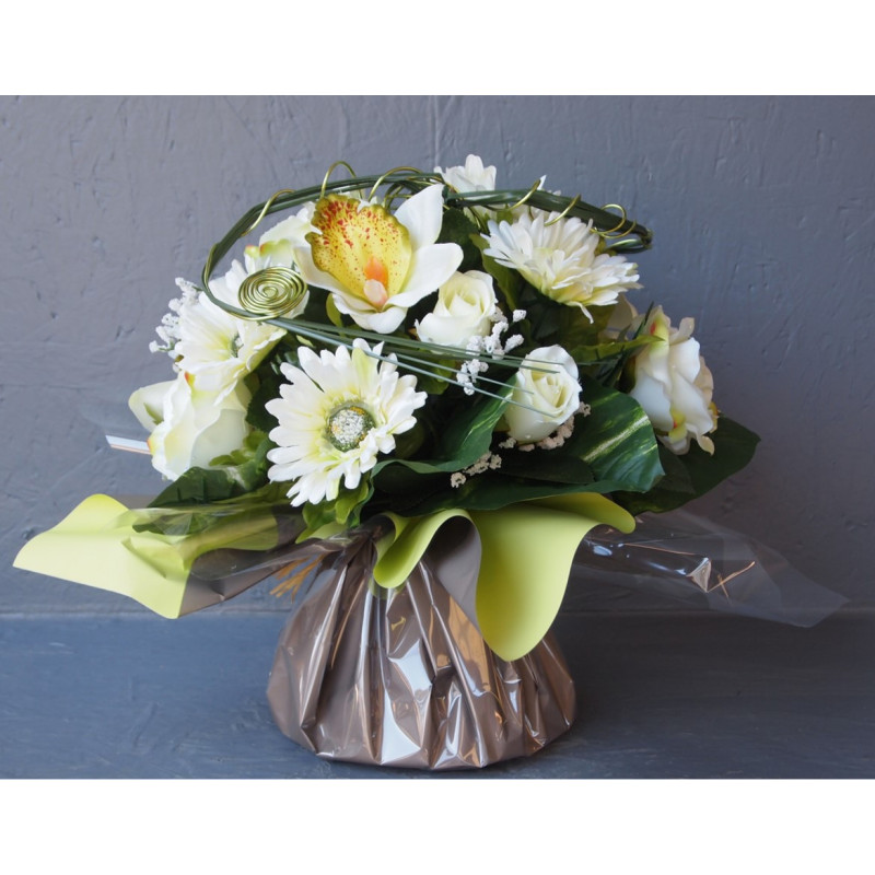 Bouquet bulle gerberas-orchid
