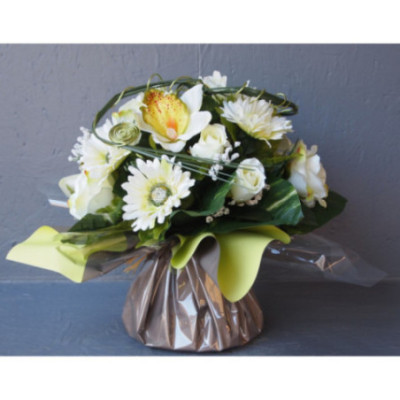 Bouquet bulle gerberas-orchid
