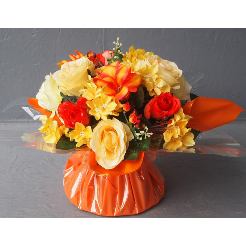 Bouquet bulle roses-hortensias-frésias