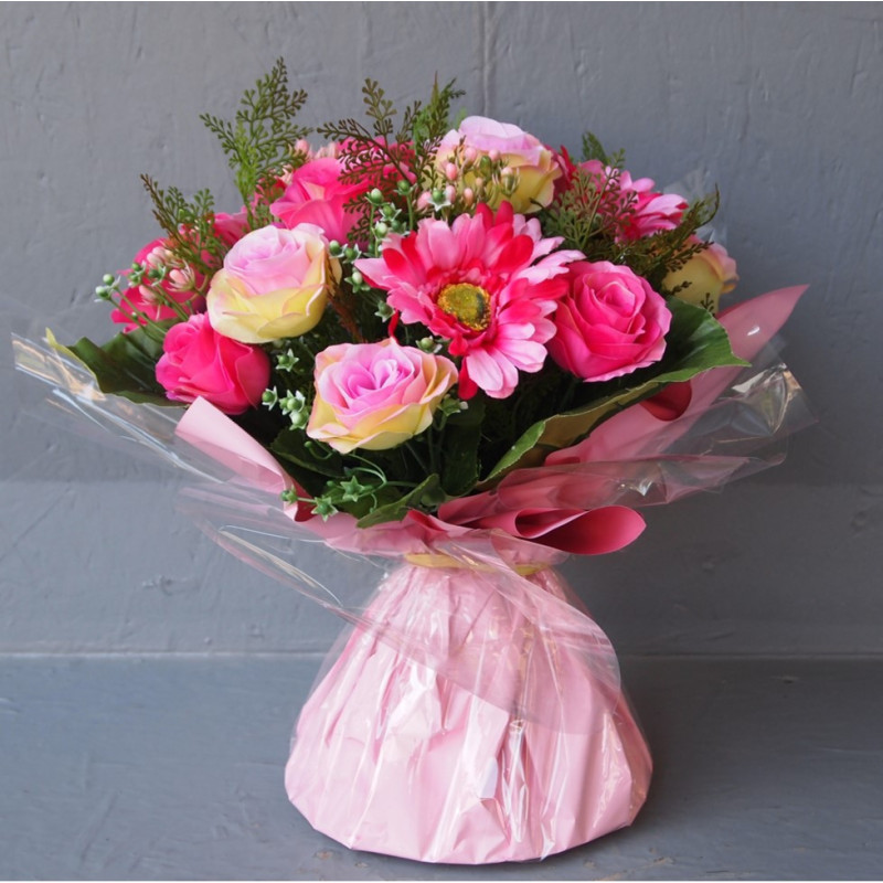 Bouquet bulle gerberas-roses