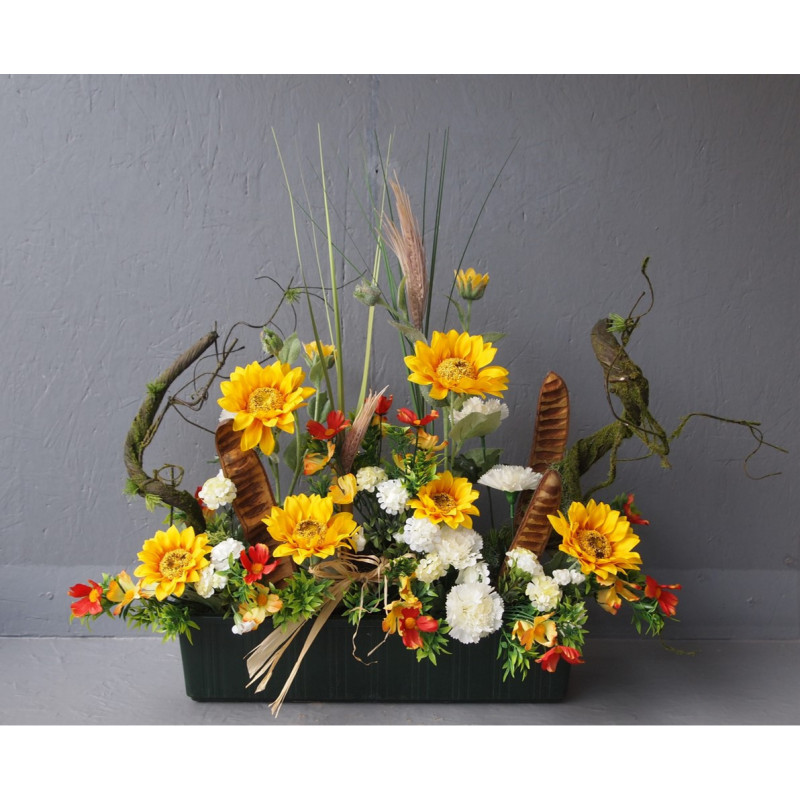 Jardinière face tournesols-racines