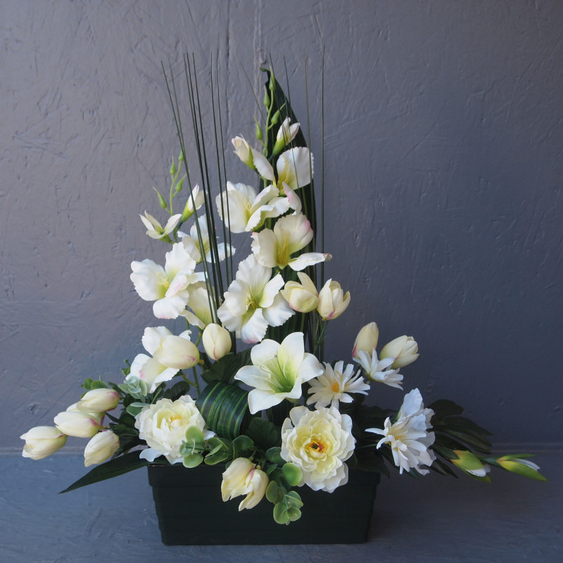 Jardinière face glaïeuls-lis