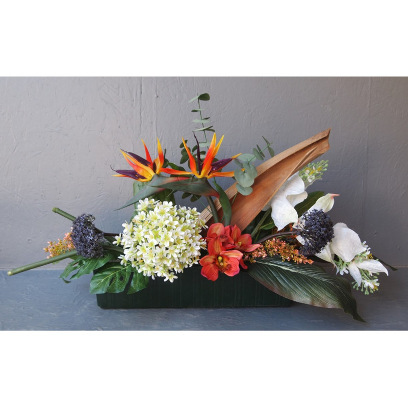 Jardinière allongée exotique