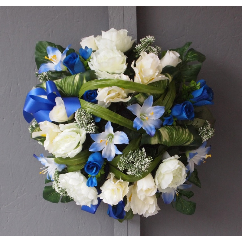 Coussin bleu-blanc et bleu-jaune