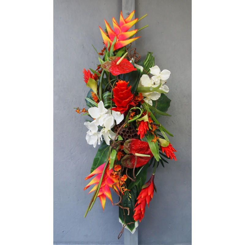 Raquette fleurs exotiques