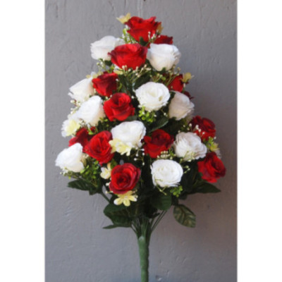 Bouquet conique bicolore de 36 roses boutons