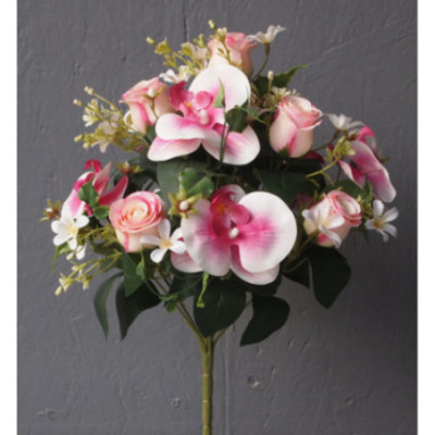 Bouquet de roses boutons et phalaenopsis