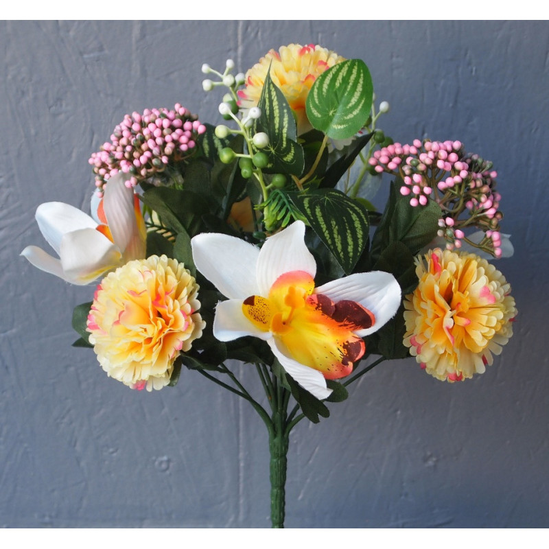 Petit bouquet orchidées,œillets et baies