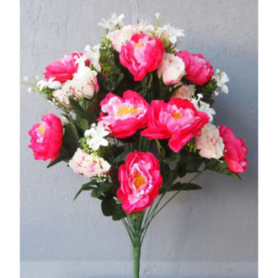 Gros bouquet pivoines et roses boutons
