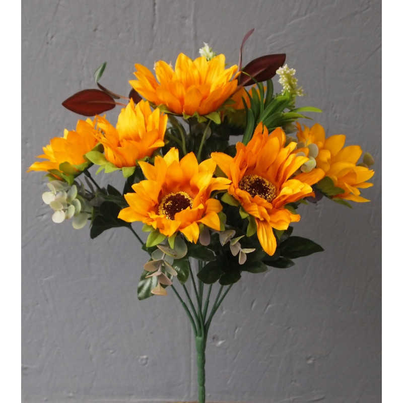 Bouquet de 9 tiges tournesols et fleurettes
