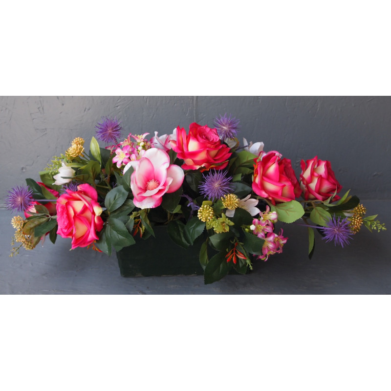 Jardinière allongée roses & chardons