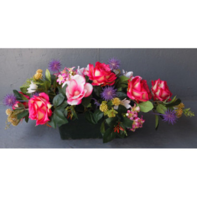 Jardinière allongée roses & chardons