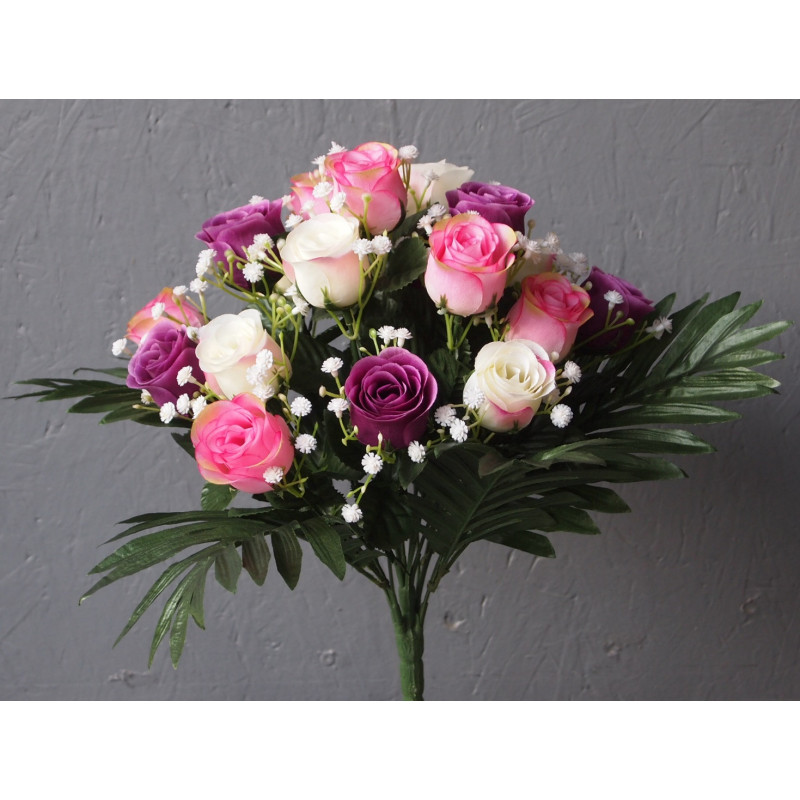 Bouquet rond de roses boutons, 19 tiges