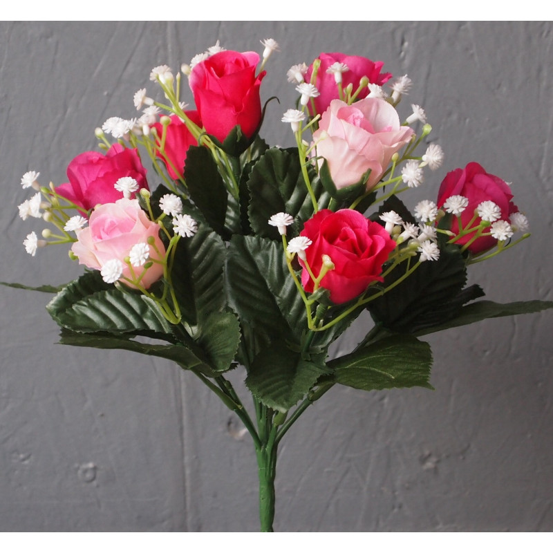 Bouquet rond de roses boutons, 9 tiges