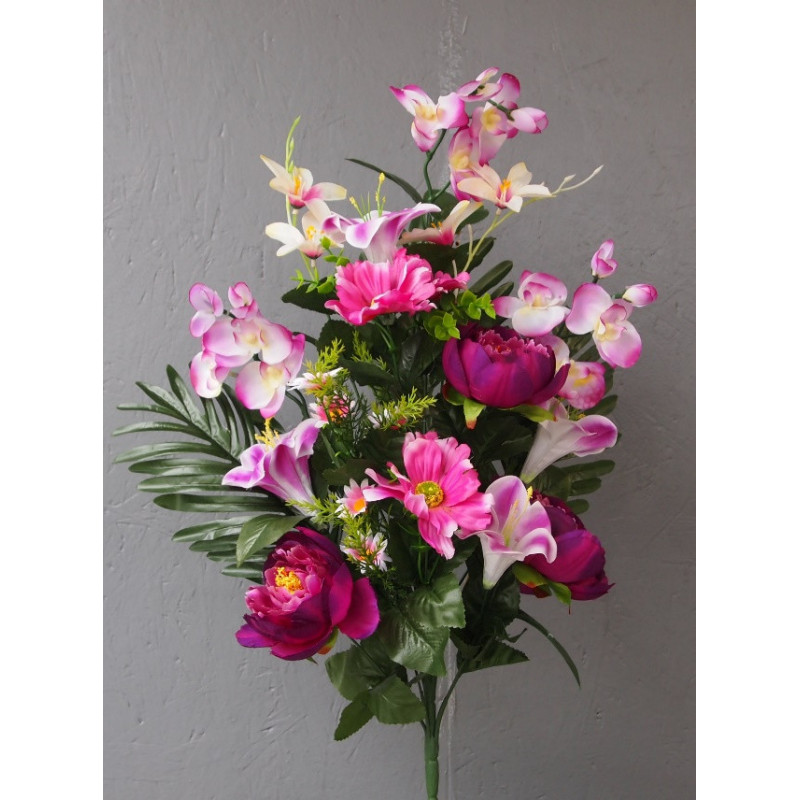 Bouquet face orchidées, pivoines