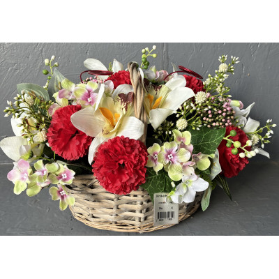 Panier fleurie roses-hortensias