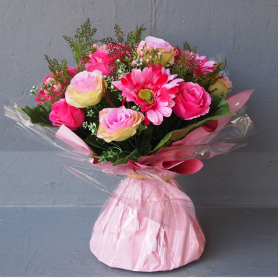 Bouquet bulle gerberas-roses