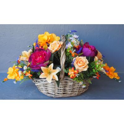 Panier fleurie pivoines-lis
