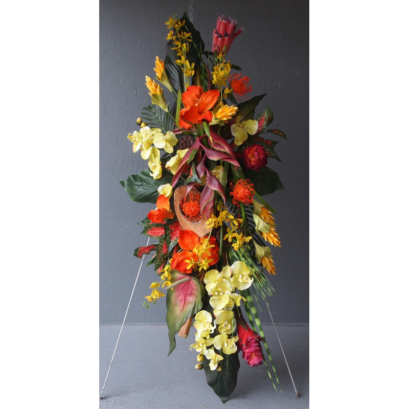 Dessus de cerceuil fleurs exotiques Dessus de cerceuil fleurs exotiques