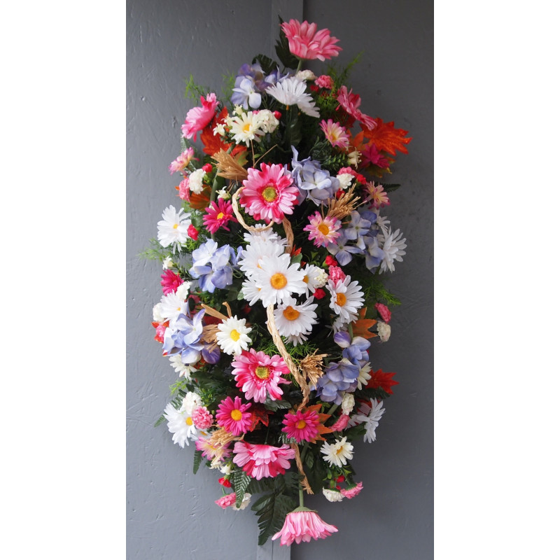 Dessus de cerceuil champêtre marguerites-gerneras